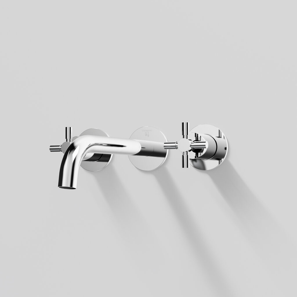 3-hole wall mounted basin mixer (Chrome – 245mm Projection)
