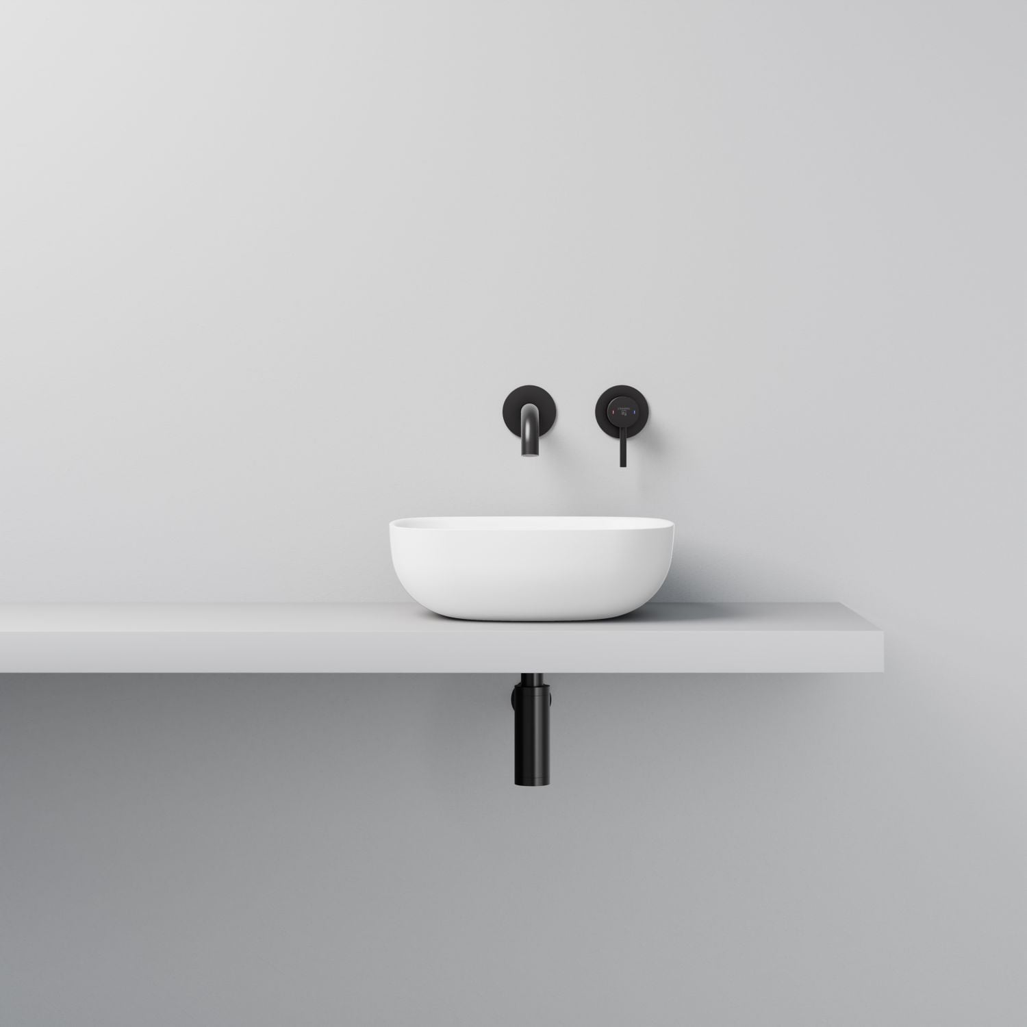 Steinberg Square Solid Surface Countertop Washbasin (Matt Black 400mm x 400mm)