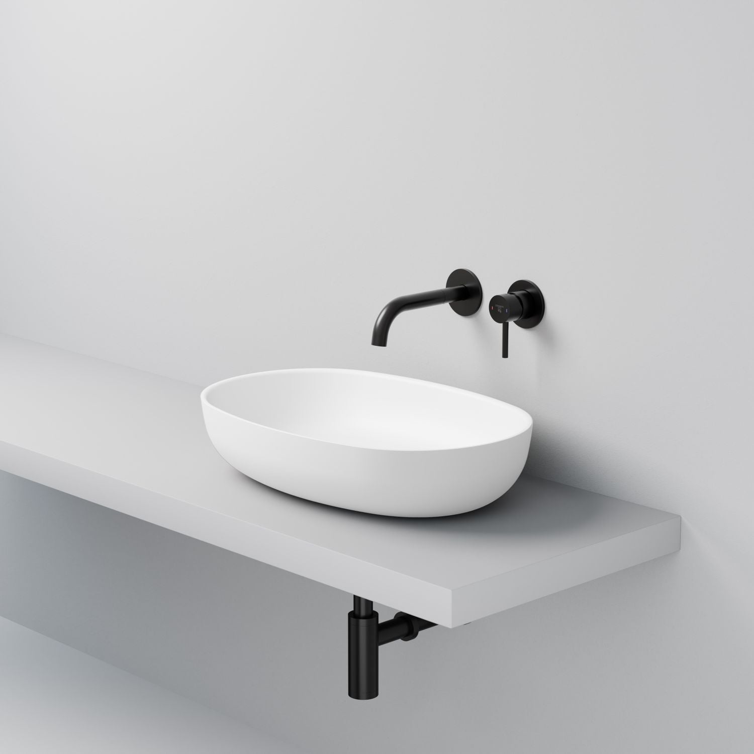 Steinberg Oval Solid Surface Countertop Washbasin (Matt Black 600mm x 400mm)