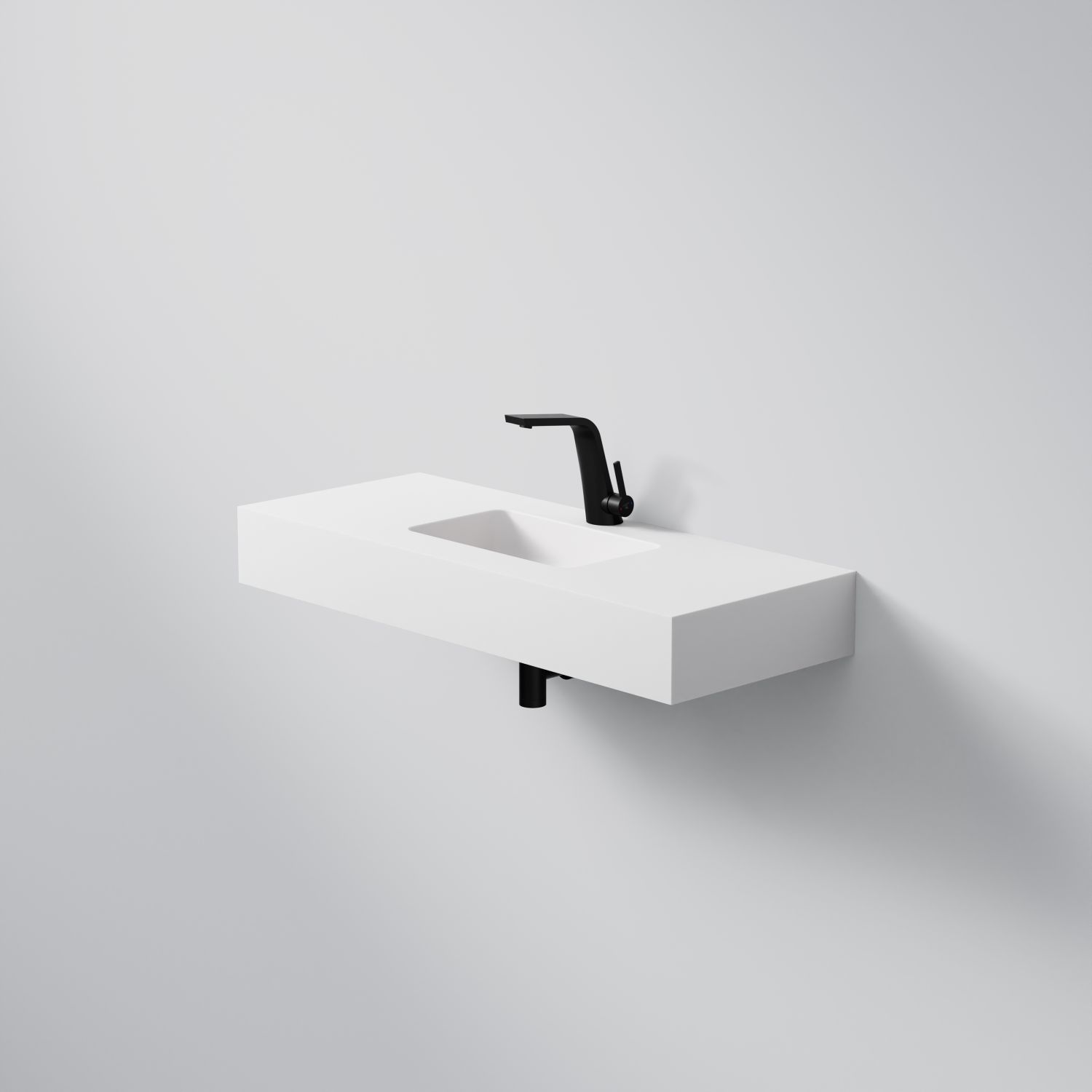 Steinberg Rectangular Solid Surface Wall Mount Washbasin (Matt White 1000mm x 400mm x 130mm)