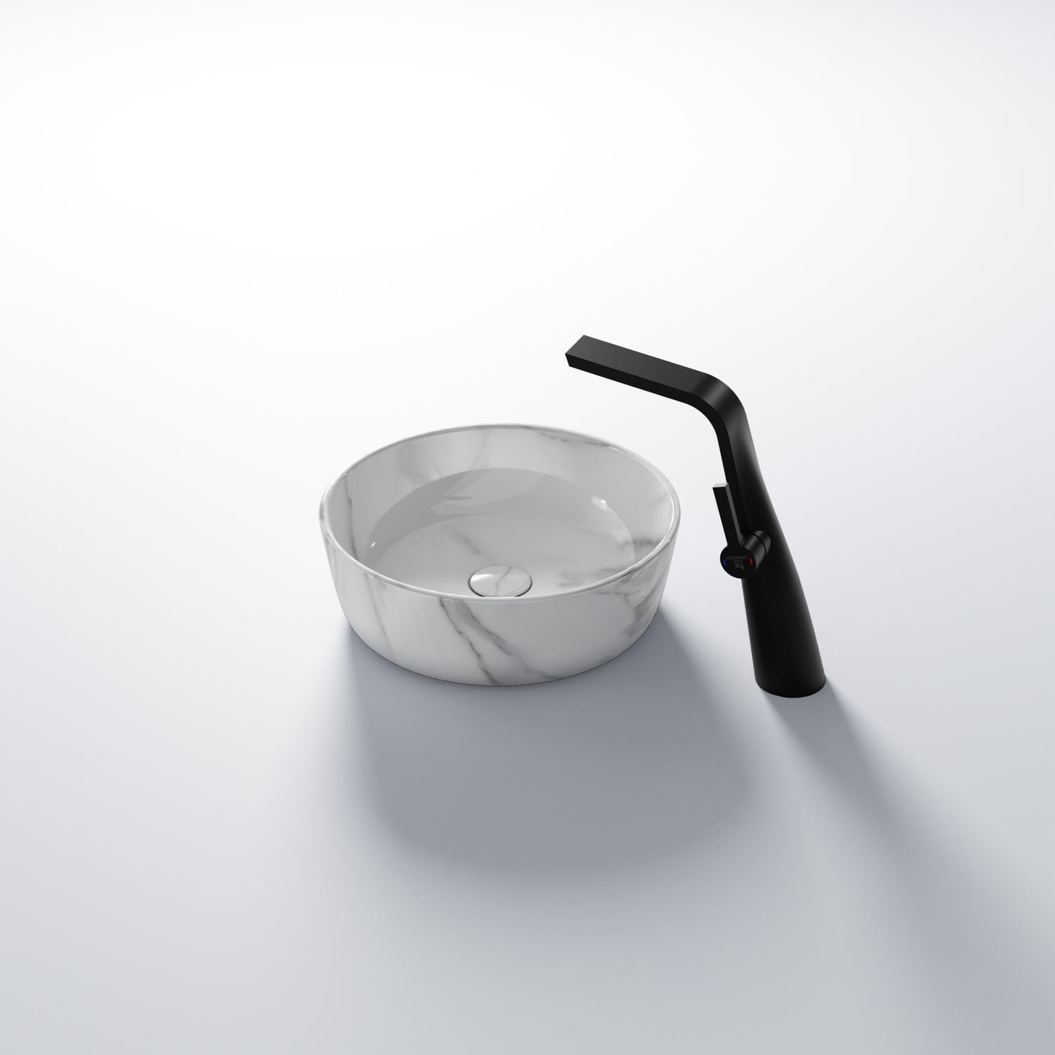 Steinberg Round Solid Surface Countertop Washbasin (Dark Pearl 380mm x 125mm)