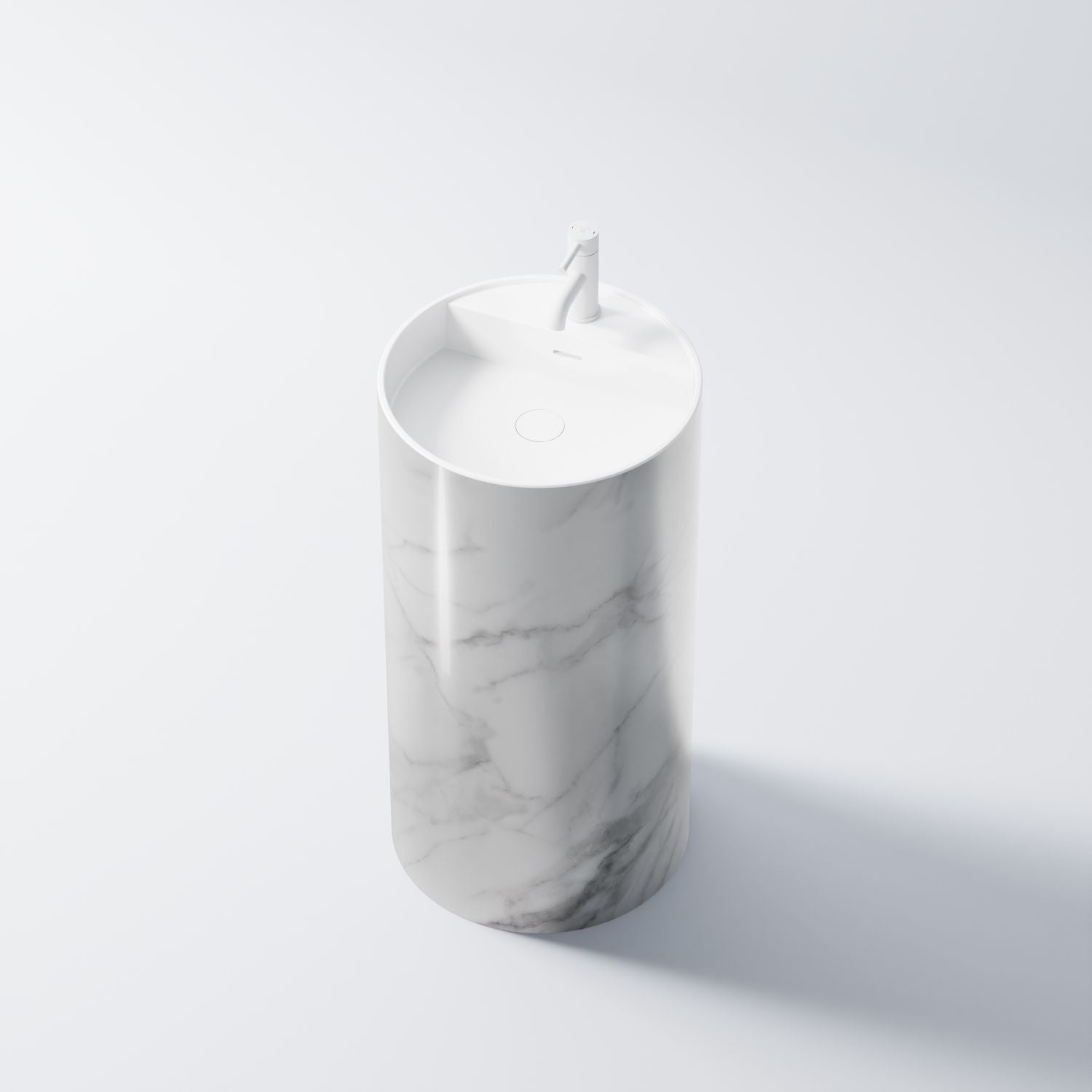 Steinberg Round Solid Surface Floor Standing Washbasin With Tap Hole