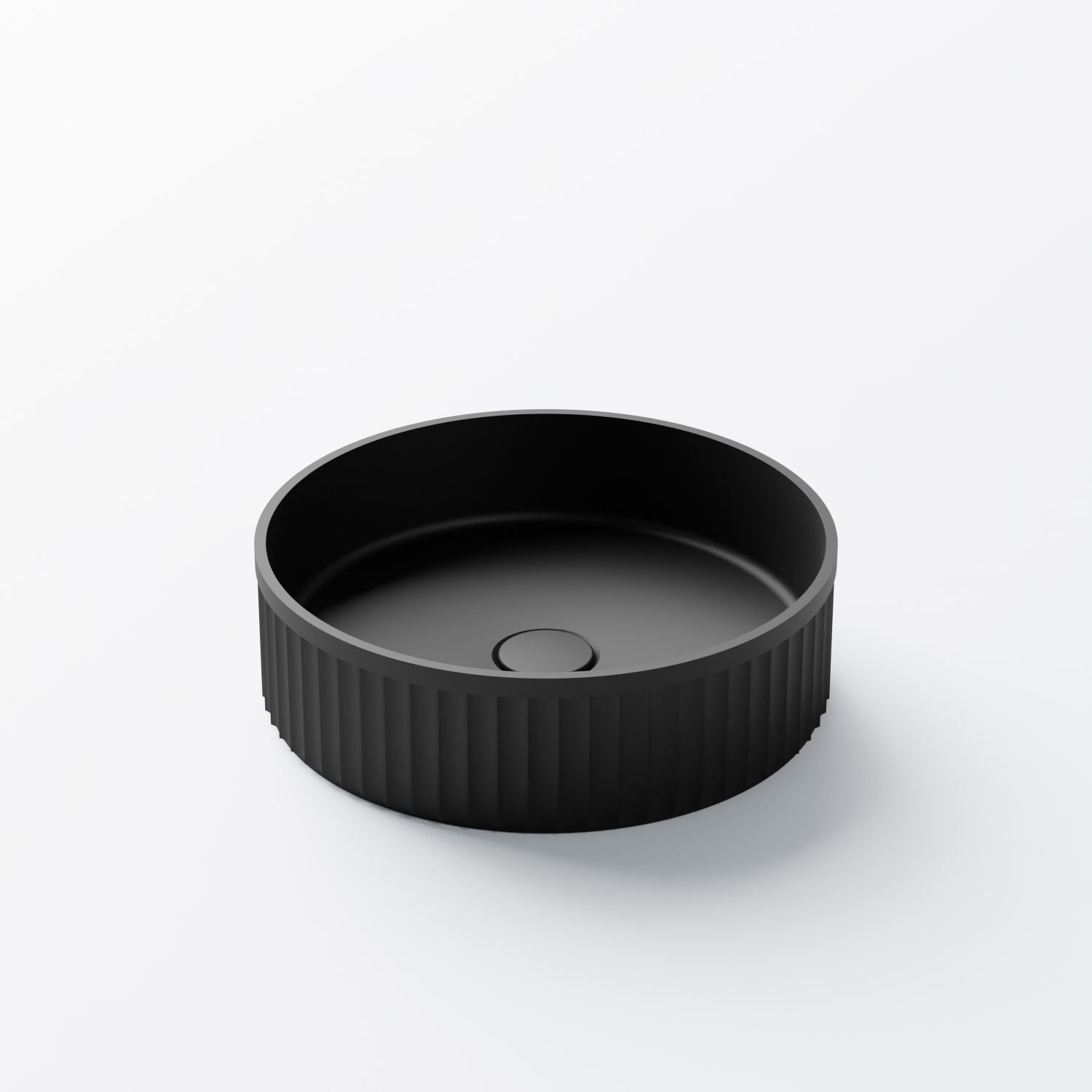 Steinberg Round Solid Surface Countertop Washbasin (Matt Black 400mm x 400mm x 120mm)