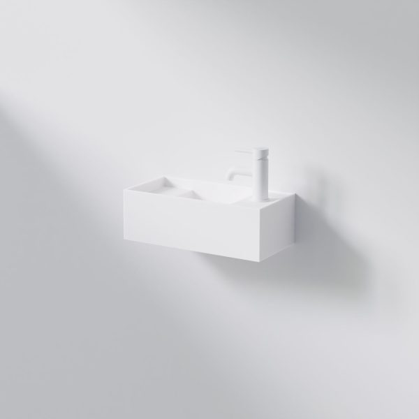 Steinberg Square Solid Surface Wall Mount Washbasin (Matt White 450mm x 220mm x 150mm)