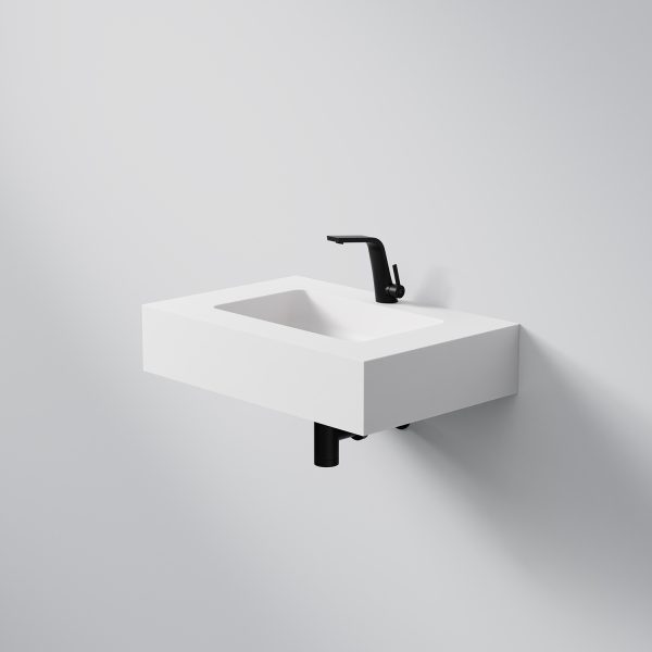 Steinberg Square Solid Surface Wall Mount Washbasin (Matt White 600mm x 400mm)