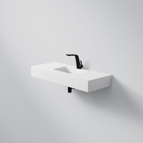Steinberg Rectangular Solid Surface Wall Mount Washbasin (Matt White 1000mm x 400mm x 130mm)