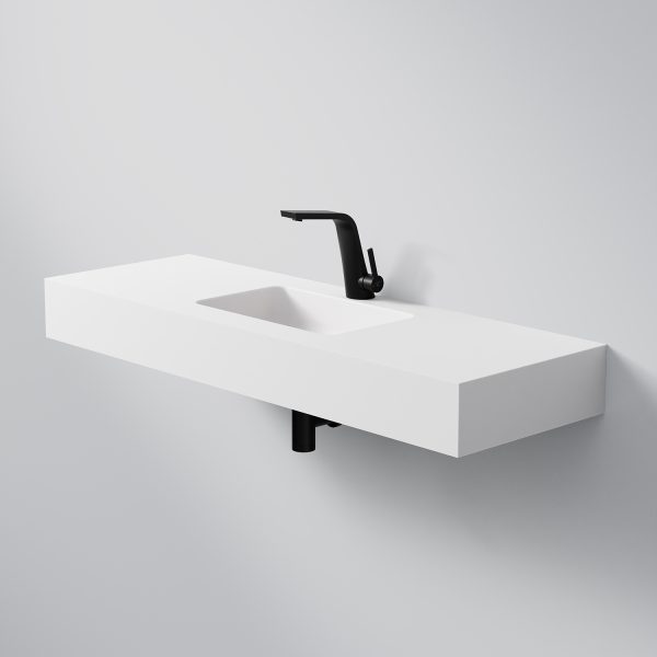 Steinberg Rectangular Solid Surface Wall Mount Washbasin (Matt White 1200mm x 400mm x 130mm)