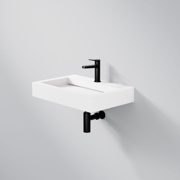 Steinberg Rectangular Solid Surface Wall Mount Washbasin (Matt White 600mm x 400mm x 100mm)