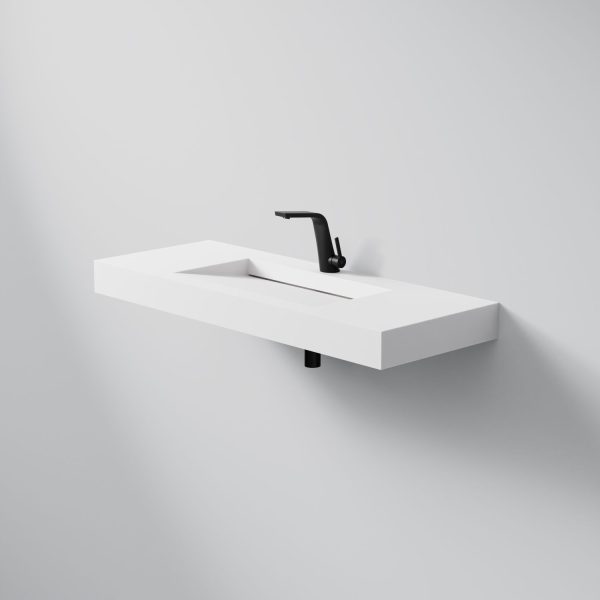 Steinberg Rectangular Solid Surface Wall Mount Washbasin (Matt White 1200mm x 460mm x 100mm)