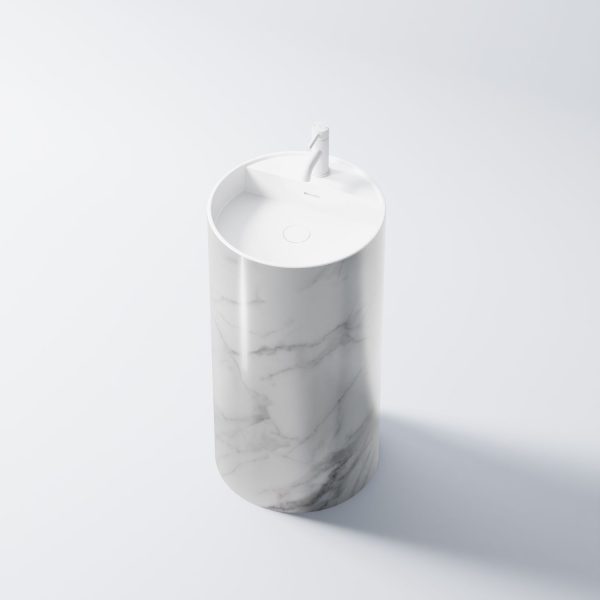Steinberg Round Solid Surface Floor Standing Washbasin With Tap Hole